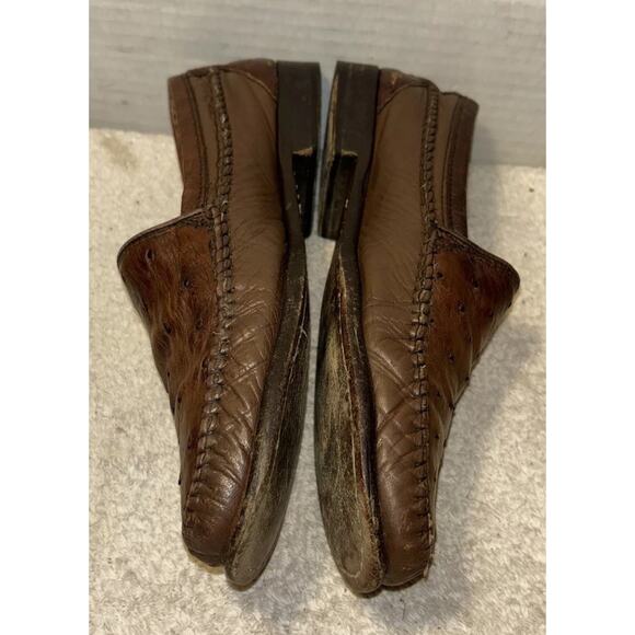 Giorgio’s of palm beach genuine ostrich Leather Men Shoes Sz 8.5 Brown Italy main image 12